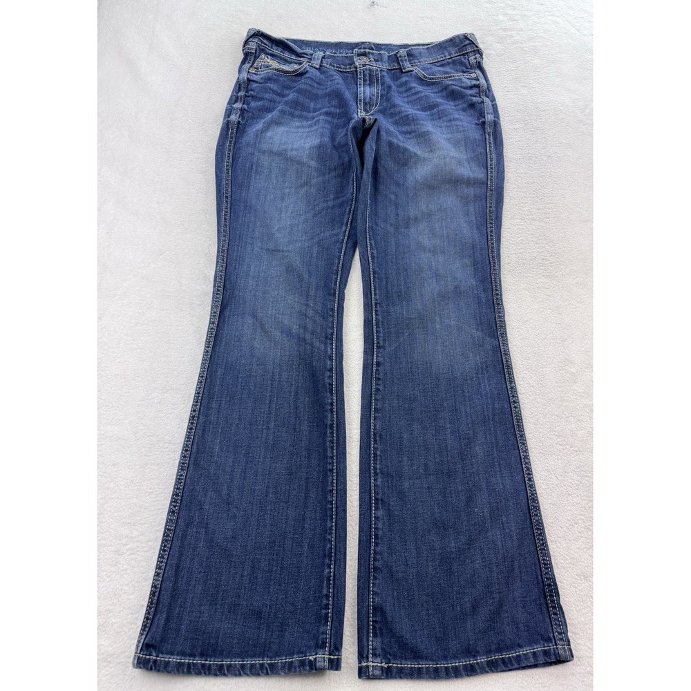 Ariat Turquoise Jeans Women 34x32 Blue Distress Whisker Denim Y2K